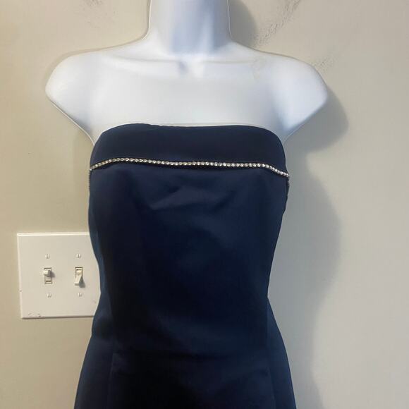 Jessica McClintock Gunne Sax Vintage Midnight Blue Strapless Prom Dress Gown 12 - Picture 2 of 12